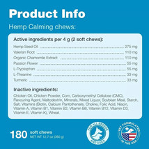 Hemp Calming Chews for Dogs, Dog Calming Treats Anxiety Relief 180 Duck ... - $18.95