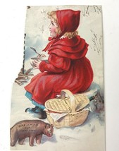 Vintage Trade Card QUAKER OATS PETTIJOHNS Breakfast Food Cereta Red Ridi... - $12.86