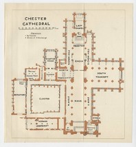 1924 Original Vintage Plan Of Chester Cathedral / England - £13.65 GBP