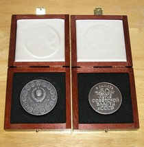 SET OF 2 LENIN SILVER TABLE MEDAL 50 YEARS OF USSR +50 YEARS OF SOVIET A... - £629.07 GBP