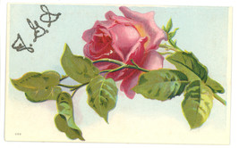 Embossed pink rose glitter vintage Victorian greeting post card - £11.25 GBP