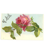 Embossed pink rose glitter vintage Victorian greeting post card - €12,02 EUR