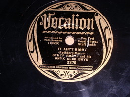 Stuff Smith Onyx Club Boys It Ain&#39;t Right Old Joe&#39;s Hittin The Jug 78 Rp... - £31.44 GBP