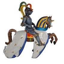 Vintage Ugo Zaccagnini Knight Jousting White Horse Figurine Italy Signed AS IS - £180.41 GBP