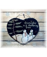 PRiMiTiVe SNOWMAN &quot;FRIENDSHIP TREE&quot; Slate Wall Plaque - £11.95 GBP