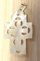 Mother of Pearl  1.00&quot;  Ornated Cross Pendant, New Jerusalem #5 - $12.86