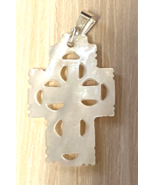 Mother of Pearl  1.00&quot;  Ornated Cross Pendant, New Jerusalem #5 - £10.11 GBP