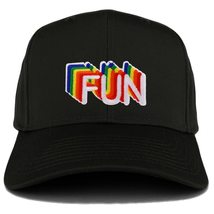 Trendy Apparel Shop LGBTQ Fun Rainbow Patch Structured Baseball Cap - Black - £14.21 GBP