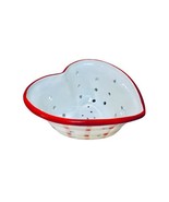 Bella Casa By Ganz Vintage Ceramic Red Pink Plaid Heart Shape Colander S... - £18.23 GBP