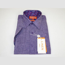 Men Premium Quality Soft Linen Sports Shirt INSERCH Short Sleeves SS717 Purple image 5