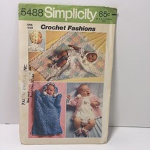 Simplicity Crochet Fashions 5488 Babies' Layette Sacque Bunting Bonnet Booties - $12.86