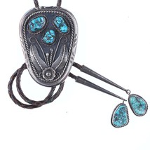 Vintage Navajo Silver and turquoise bolo tie - £405.29 GBP