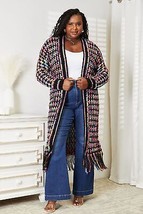 Angel Wings Full Size Multicolored Open Front Fringe Hem Cardigan - £44.78 GBP