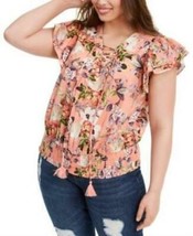 Inc Plus Size Cotton Lace-up Flutter Top, Size OX - £19.78 GBP