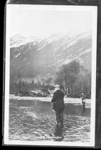 Vintage RPPC Postcard Men Fly Fishing in Stream Washington State Mountains - £11.82 GBP