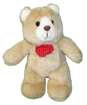 1988 Summit Collection Teddy Bear 10&quot; Vintage Tan With Red White Polka Dot Tie - £12.31 GBP