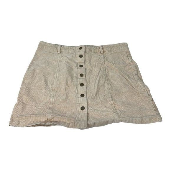 Beige Corduroy Button-Front High-Waist Skirt 1XL By Chic Soul - $19.32