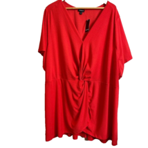 Torrid Womens Red Tunic Top Blouse Short Sleeve Size 6 Faux Wrap Elastic... - £22.83 GBP