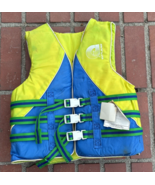 Vintage Cut N Jump Nylon Ski Vest Life Jacket Yellow Blue   40-44 Chest ... - $93.66 CAD