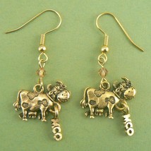 Moo Cow Gold Pewter Dangle Earrings (BN-EAR501) - £8.65 GBP