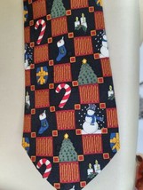 Vintage Silk Tie Christmas XYZ inc Candy Canes and Snowmen   T144 - £10.87 GBP