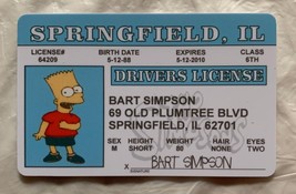 Bart Simpson Springfield IL Drivers License Novelty ID Animated Simpsons Homer - £7.00 GBP