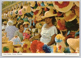 Straw Hats Market Nassau Bahamas Traditional Handicrafts Vintage Postcard - £10.84 GBP