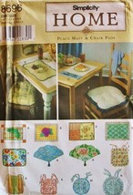 Simplicity 8696 Home Decor Placemats &amp; Chair Pads Sewing Pattern OOP 1998 - £11.46 GBP