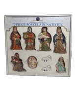 Holiday Classics Hand Painted Nativity Set 9 Pieces Vintage Porcelain  C... - $40.21