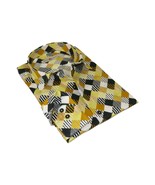 Men&#39;s EMILIO CERUTTI Sport Shirt 100% Cotton Long Sleeves #EMC2 Gold Geo... - $60.50