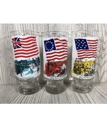 1973 Early Flags Of Our Nation Glasses Set of 3 EUC Historical USA Barware - €13,71 EUR