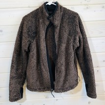 Mountain Hardwear Sz M Womens Brown Teddy Bear Fuzzy Zip Front Jacket - £17.80 GBP