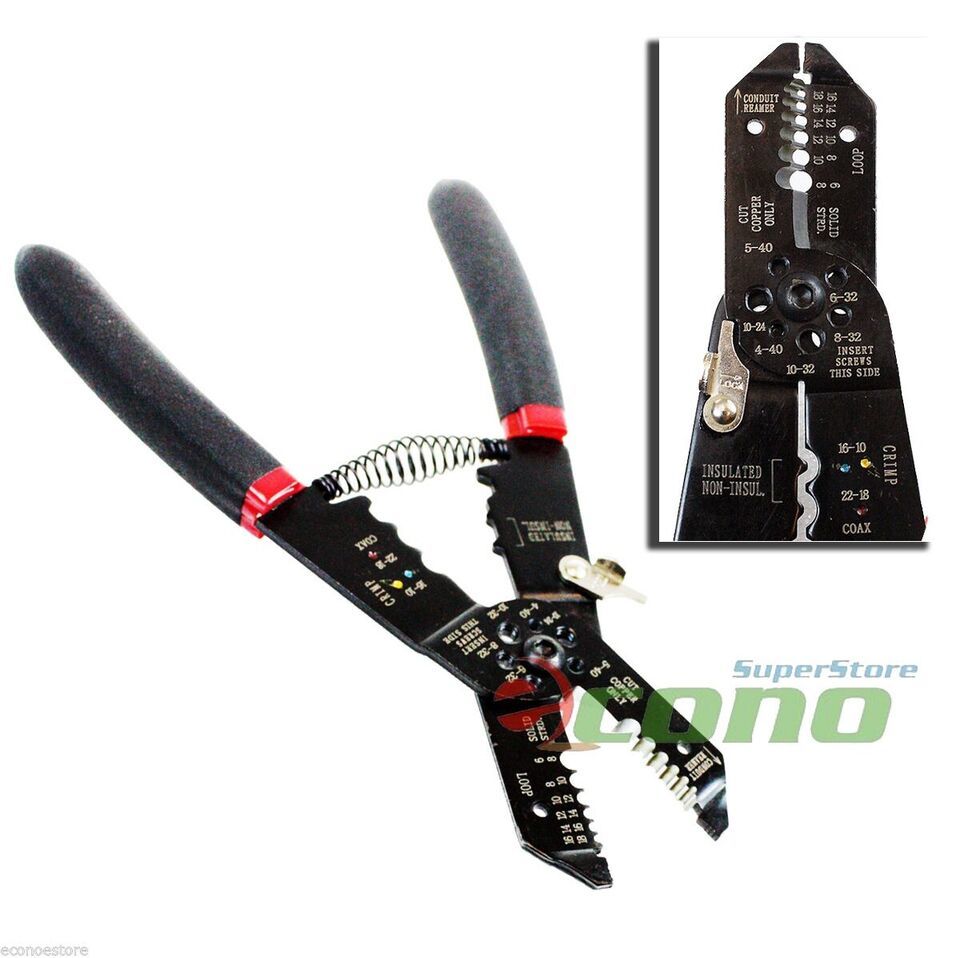 9&quot; PRO STRIPPER / CRIMPING  PLIERS Tool  AWG 8 to 18 ga Wire Copper Steel - $9.49