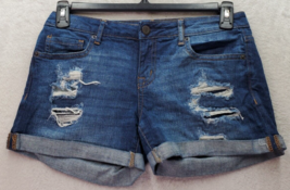 Aéropostale Shorts Womens Size 6 Blue Denim Dark Wash Cotton Pockets Dis... - $18.89
