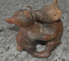 Pre Columbian Style Colima Dancing Dogs Sculpture Mexican Pottery Folk Art - £39.95 GBP