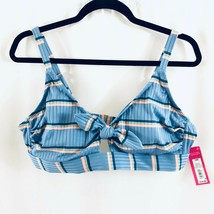 Xhilaration Bikini Top Keyhole Tie Front Ribbed Striped Cups Blue Pink Size 18W - £7.66 GBP