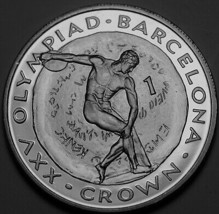 Gibraltar Crown, 1992 Gem Unc~Discus Thrower~Barcelona Olympics~Free Shipping - $30.37