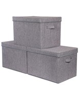 3 Pack Large Foldable Storage Box With Lids Fabric Storage Cube Organize... - £49.04 GBP