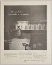 1962 Print Ad Bell Telephone System Stranded Lady &amp; Pay Phones on the Wall - £12.60 GBP