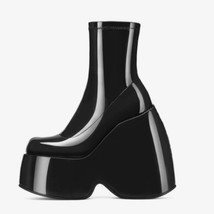 New Fashion Spring Autumn Solid Ankle Boots Chunky Platform High Thick Heels Com - £91.22 GBP