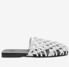 ZARA BNWT 2025. WHITE BRAIDED LEATHER SLINGBACK SHOES MULE. 4502/510/800 - $239.00