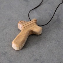 2.3&quot; Comfort Cross With String, Olive Wood Cross Hand Crafted in Jerusal... - £23.55 GBP