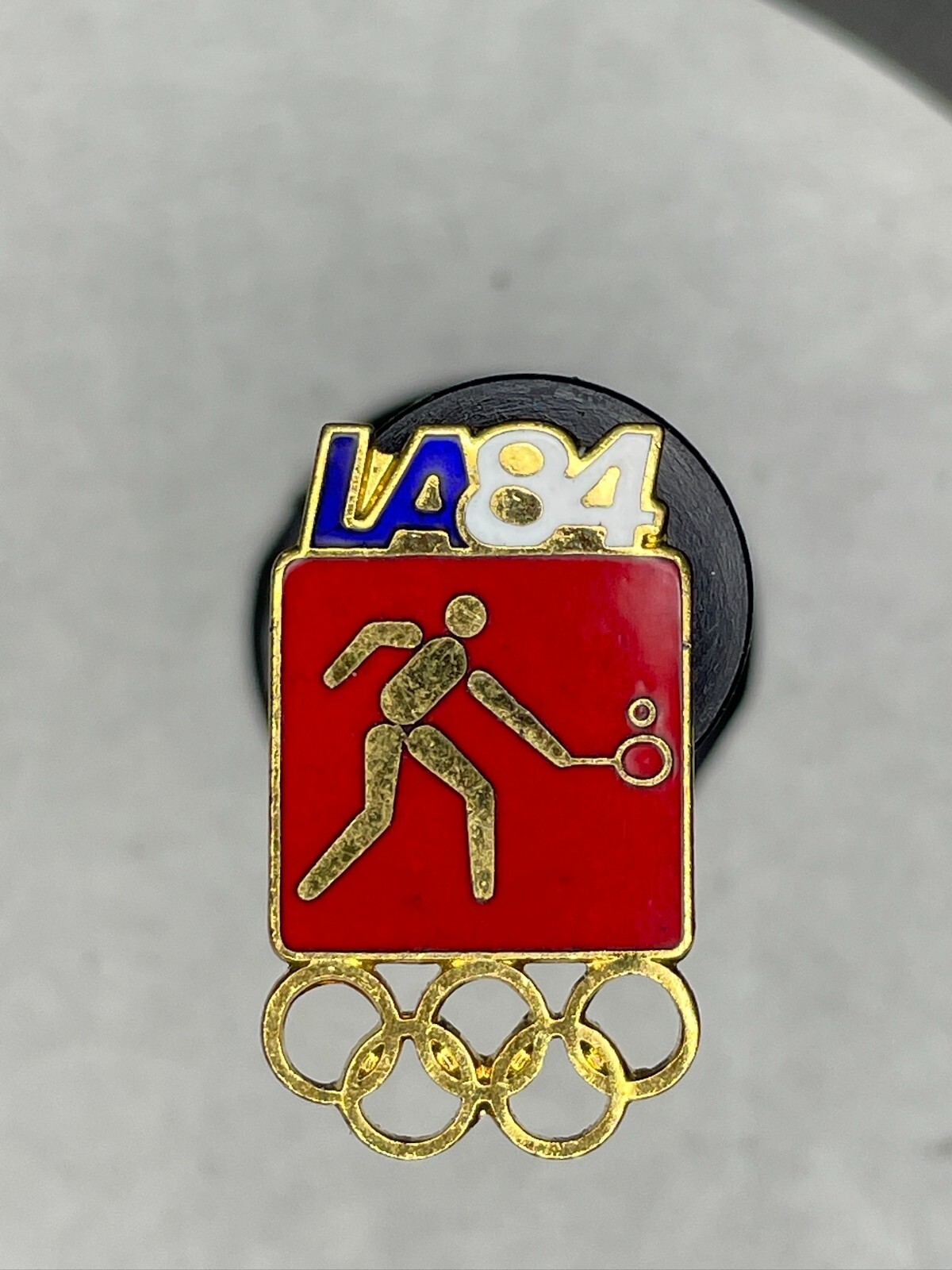 Olympic Summer Games Souvenir Lapel Pin Los Angeles 1984 Tennis - $14.85