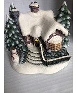 VTG Thomas Kinkade lighted Christmas Winter Snowy Cottage Snowman Christ... - $31.98