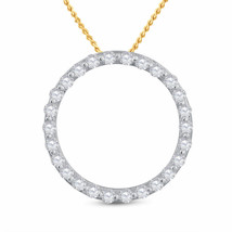 14kt Yellow Gold Womens Round Diamond Circle Outline Pendant 1/2 Cttw - £633.85 GBP