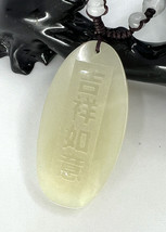 Chinese Hetian Jade Pendant w Characters of Luck &amp; Fortune - £39.54 GBP