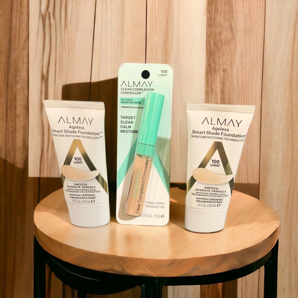 SEALED Almay Clear Complexion Concealer #100 Light 0.3 oz.&amp; Ageless Foun... - $13.30