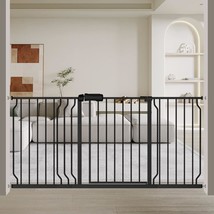 Extra Wide Baby Gate Black 62-67 Inch Wide, Walk Through Pressure Mounted No Dri - £113.67 GBP