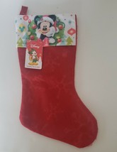 NWT Ruz Disney Mickey Mouse 16&quot;  Felt Red Snowflake Christmas Stocking - £7.07 GBP