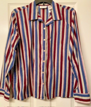 Liz Claiborne Long Sleeve Striped Blouse by Lizwear Jeans - Size L - vintage - £10.16 GBP